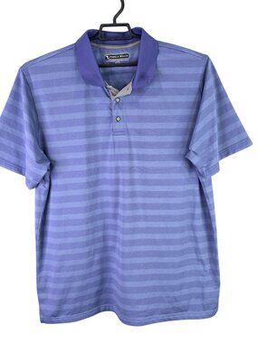 Mens Pebble Beach Purple Striped Dry Luxe Polo Shirt Short Sleeve Size XXL